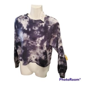 NWT TIE DYE CROP SWEATSHIRT CHARCOAL GREY COLOR NWT